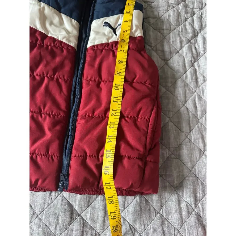 Puma Kids Puffer Red White & Blue Quilted Zip Vest Size 6